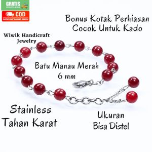 Gelang Tangan Wanita Gelang Cewek Stainless Tahan Karat Kado Hadiah Bracelet Batu Ungu 6mm Terbaru Kado Hadiah