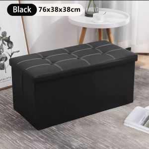 Sofa Box Non-slip Foldable Ottoman Storage Stool Leather Footstool Storage Box