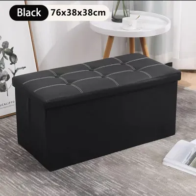 Multifunctional Foldable Ottoman Storage Foot Stool Waterproof Leather Footstool Storage Box Lage Sofa Chair Bench Seat Foldable Cotton Organiser Wall
