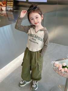 X BABY Setelan Anak Perempuan Kaos Lengan Panjang Minneapolis Celana Panjang Cargo Casual Style Usia 1 - 5 Tahun