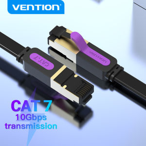 Vention Cat 7 Ethernet Cable Flat Lan Cable High Speed 10 Gbps STP Cat7 RJ45 Network Cable for Modem Router PC Laptop XBox Printer Computer Internet Cable 1M 3M 5M 10M 20M