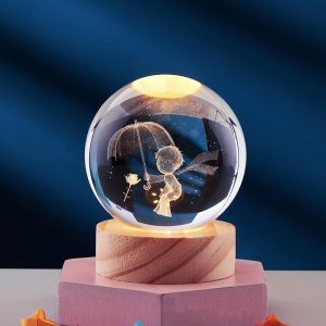 Lampu Kamar Tidur Kristal Hias LED 3D 8cm 6cm Hadiah Spesial Bulan Malam Meja Dekorasi