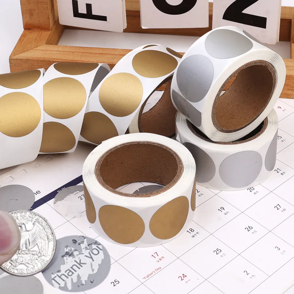 Large 3 Inch Kraft Paper Dot Labels - 300 Circle Adhesive Stickers Per Roll For Crafts & Shipping