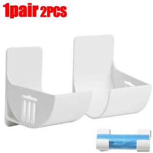 1/2Pair Wall Mounted Bin Bag Holder No Punching Storage Rack Kitchen Plastic Wrap Organizer Shelf
