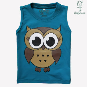Kaos Kutung / Singlet Anak Bahan Katun untuk Anak Usia 1-6 Tahun Warna Tosca Tua Motif Owl