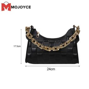 MOJOYCE Stylish Womens PU Checker Pattern Crossbody Bag with Chain for Shopping and Travel