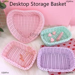 [COD] LFjAFvc Love Heart Shape Basket Desktop Sweet Color Basket Photo Props For Home Storage Decoration Basket Nordic Storage Fruit Basket