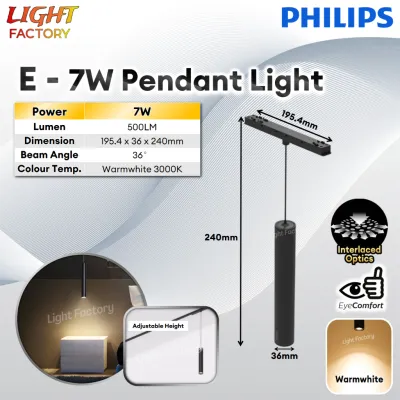 【5.5mm Slim】Philips Ultra Slim LED Magnetic Track Light Surface Linear Flood Adj Spot Pendant Lamp Lampu Trek Magnetik