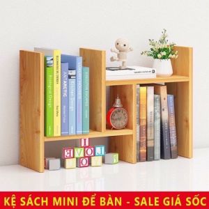 Kệ Sách Gỗ - Kệ Sách Để Bàn Làm Việc Lắp Ghép Đa Năng
