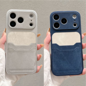 Luxury Card Slot Pocket Holder Wallet Jeans Cowboy Fabric Phone Case for iPhone 17 16 15 14 13 Pro Max Bumper Armor Cover Funda