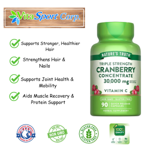 Nature’s Truth Cranberry Concentrate 30000mg – 90 Capsules – Urinary Tract Health & Antioxidant Support UTI & Immune Support
