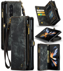 For Samsung Galaxy Z Fold 4 / W23 Z Fold 5 Z Fold 6 Z Fold 7 Case Luxury Leather Card Holders Phone Cases Large Capacity Zipper Wallet Casing Cover