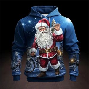 Trang Phục Nam Ông Già Noel Mới  3D Áo Hoodie Nam Có Mũ Trùm Đầu In Kỹ Thuật Số