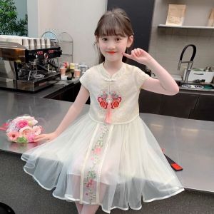 BM Studio Girl Dress Summer 2025ใหม่สไตล์ฤดูร้อนของเด็กสไตล์ตะวันตกสไตล์ชาติ Hanfu กระโปรงสาวฤดูร้อนชุดเจ้าหญิง