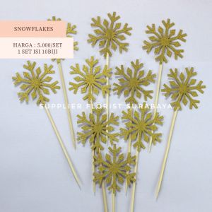 SFS - [1 SET ISI 10] HIASAN KUE TART SNOWFLAKES SALJU FROZEN KEPINGAN SALJU CAKE DECORATION TOPPER KUE TART ULANG TAHUN ANAK TEMA FROZEN ANNA ELSA