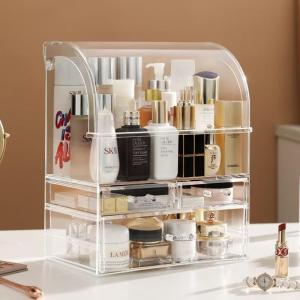 Rak Kosmetik Dengan Laci Anti Debu Tempat Make Up Skincare Rak Akrilik Multifungsi / Tempat Penyimpanan Dengan Tutup / Rak Makeup Skincare Acrylic Organizer