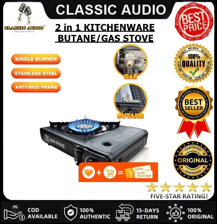 2in1 Portable Gaz Camping Butane Cuisinière Céramique