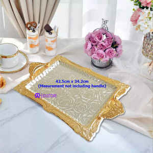 Dulang Hantaran Keemasan Dulang Hidangan Dulang Majlis Perkahwinan Rectangle Wedding Serving Tray Gold Deco Tray   Table Decor Tray Kitchen Counter Decor Tray