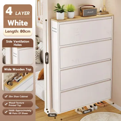 SIV 15cm Slim Shoe Cabinet – Modern Flip Drawer Design Wall-Mount or Floor-Standing Use