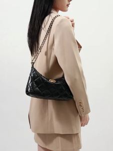 Túi xách nữ da thật da cừu non cao cấp họa tiết quả trám phong cách đeo vai đeo chéo xách tay kẹp nách dây xích. hobo Túi