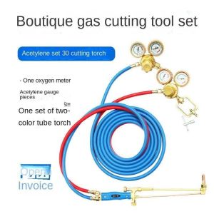 Oxy Acetylene Cutting Torch Kit Anti-Explosion ss Torch Head Oxygen Acetylene Regulator Set with 5m Gas Hose