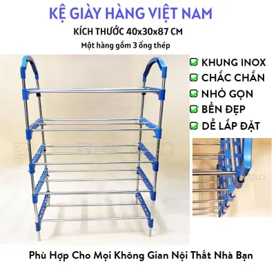 Kệ Để Giày Dép Chữ L Thông Minh Thiết Kế Lắp Ghép 4 Tầng Tặng Kèm 8 Móc Treo Chất Liệu Thép Chịu Lực Tốt 88405