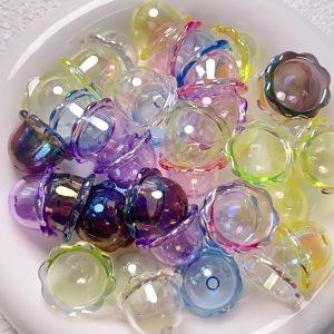 Clear 3D Holes Winds Bells Beads Portable Craft Supplies Beads Home Decoration Accessory for Projects Daily Use