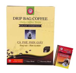 Cà phê phin giấy Relax Blend -Saigon Espresso - KLT: 150g/Hộp 10 gói/hộp (15g/gói) - Rang mộc 100% cà phê nguyên chất không hương liệu vị đậm đà chua nhẹ thơm tự nhiên với phong cách pha hiện đại và sành điệu