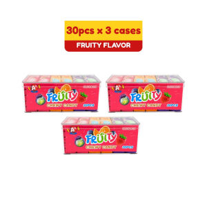 Fruity Chew Candy -  Mixed Fruit Flavors - Grape Orange and Strawberry - 30pcs in acrylic case Loot Bag Fillers - Paninda - Giveaways - Party Favors - Soft Bonbon