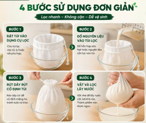 Combo 2 Túi Lọc Sữa Hạt Đa Năng Có Dây Rút - Túi Vải Lọc Nước Cốt Siêu Mịn Lọc Cặn Bể Cá Hồ Thủy Sinh