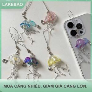 【LAKEBAO】 Giấc mơ ban đầu sứa chuỗi điện thoại tinh thể rõ ràng sinh vật biển Keychain cong kim loại mặt dây chuyền