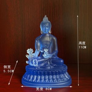 已开光 招财 辟邪药师佛Fortune Ward Off Evil Medicine Buddha Decoration Water Glass Resin Buddha Decoration in The Hallway of The New Living Room Home Decoration Medicine Buddha 摆件水琉璃树脂佛像新房客厅玄关摆设家居装饰品药师佛佛像礼物