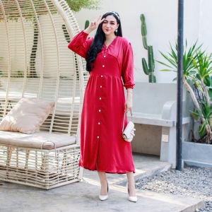 Daster Panjang Nikita Dress Kancing Depan Busui Bumil Polos Viral Kekinian