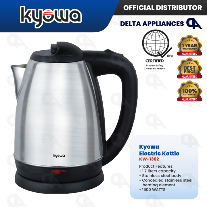 Kyowa Electric Kettle 1.7L Stainless Steel Water Heater Heavy Duty Original 1 Year Warranty KW 1362 Lazada PH