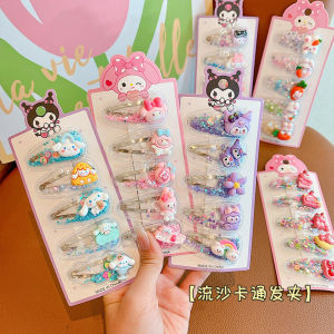 5Pcs/Set Sanrio Kawaii BB Clip Anime Hello Kitty Kuromi My Melody Kids Girls Hairpin Clip Fashion Cute Hair Accessories Gifts