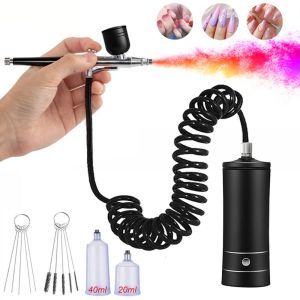 COOLSOOL Cầm tay Máy nén sơn móng nghệ thuật 2 mẫu 360kpa Bàn chải không khí Di động Sạc USB Dụng cụ làm móng nghệ thuật