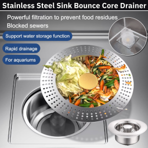 316 Stainless Steel Sink Bounce Core Drainer Anti Odor Pop-Up Kitchen Anti-Clogging Filter Basket Leaking Plug