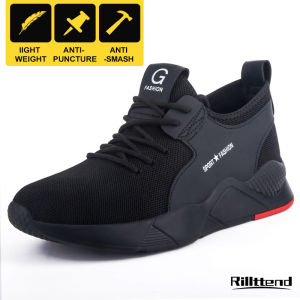 【Ready stock】Safety Shoes for men Steel toe cap Breathable Anti-smash Anti-puncture Shoes Women Footwear Lightweight Wear-resistance Anti-slip Work Shoes Men Sneaker