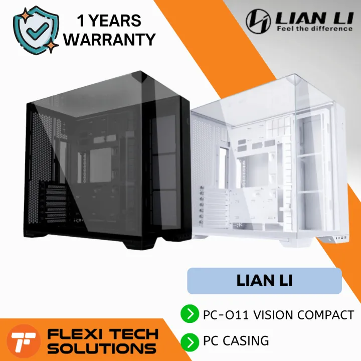 Flexi Tech LIAN LI O11 VISION COMPACT PC Desktop Casing - Black / White
