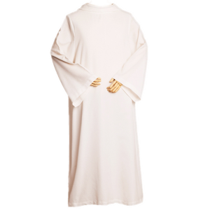 Mass Alb Catholic Priest Vestments Solid Clergy  Hooded Robe For Man White