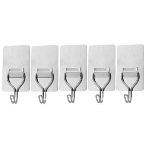20/10Pcs Self-Adhesive Towel Hooks / Stainless Steel Wall Hooks / for Keys Coat Robe Hangers / Kitchen Bathroom Organizers