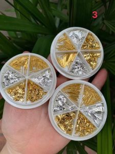 Charm đính gắn móng nail ẩn gel hũ 6 ô Phụ kiện kim loại gắn móng tay nail