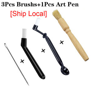 [Ship Local] 4 Pcs/Set Coffee Machine Cleaning Set Coffee Machine Group Head Cleaning Brush Art Pen