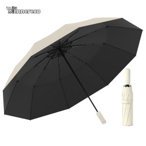 Weather-Resistant Reverse Folding Umbrella 16 Ribs Windproof Sun Rain Protection for Outdoor Use