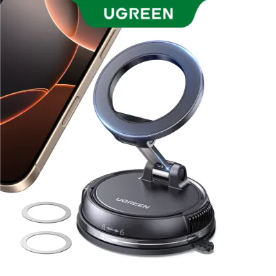Giá đỡ điện thoại ô tô UGREEN Magsafe Car Dashboard Center Console Suction Cup Magnetic Bracket Foldable and 360° Rotatable for iPhone 17 16 pro max 15 14 13 12 Black