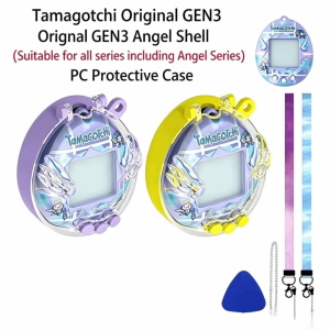 MINIFELE 262 Clear Design Protective Case Anti Scratch Smooth Edges Crystal Game Shell  with Hanging Strap Transparent Cover For Tamagotchi Original GEN3