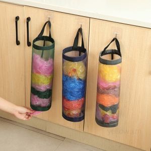 Ready stock Bundle 2pcs Kitchen Plastic Bag Holder Dispenser Mesh Suspension Storage Mesh