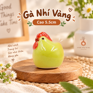 Trang trí sân vườn - Gà nhí vàng đang ngồi cao 5.5cm - GANHIVANG
