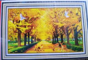 Tranh đính đá phong cảnh Con đường tài lộc (về tự đính) DF2910