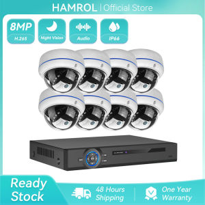 Hamrol 8CH 4K Ultra HD 8MP Security Camera System H.265 POE NVR Kit CCTV Inddor Outdoor Metal Dome Video Surveillance IP Camera Set